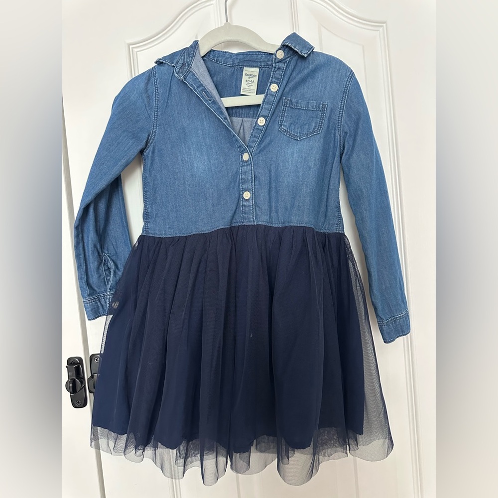 OshKosh B'gosh Denim Top Navy Tulle Skirt Dress